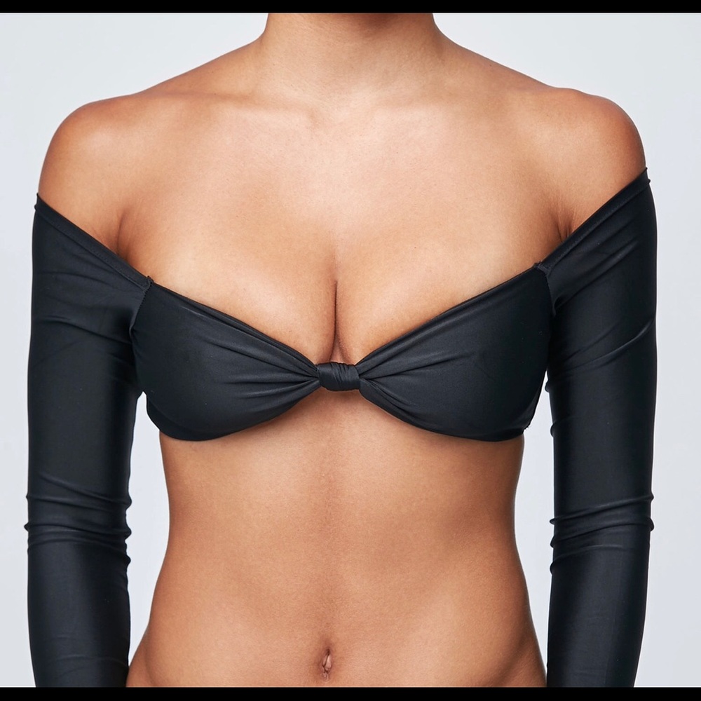 Black long sleeve bathing suit top